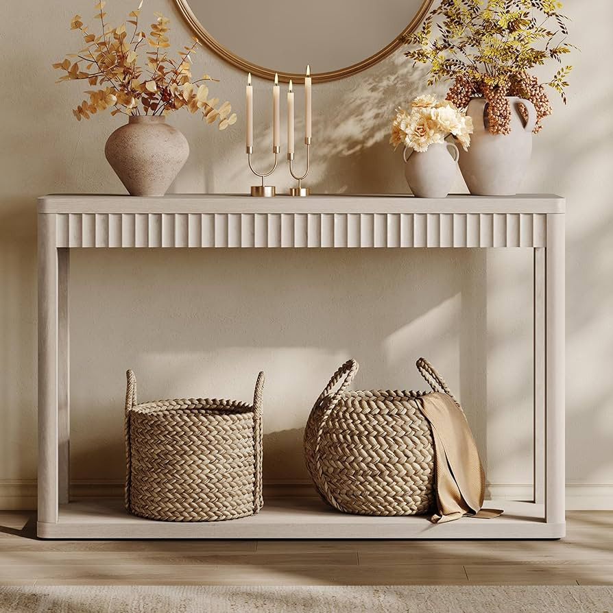 SICOTAS Entryway Table with Storage Shelf, Modern Console Table, Fluted Narrow Entry Table 47.32"... | Amazon (US)