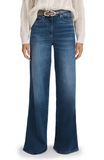 Reiss Ameria High Waist Stretch Wide Leg Jeans in Mid Blue at Nordstrom Rack, Size 30 | Nordstrom Rack