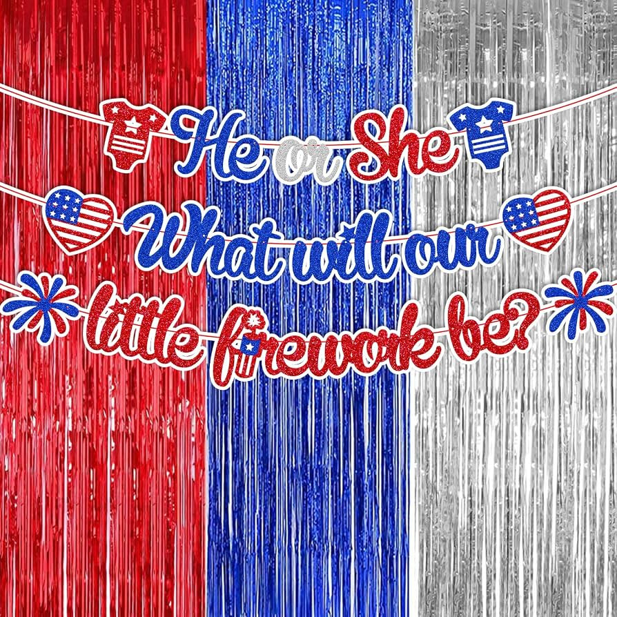 Independence Day Gender Reveal Party Decorations He or She What Will Our Little Firework Be Banne... | Amazon (US)