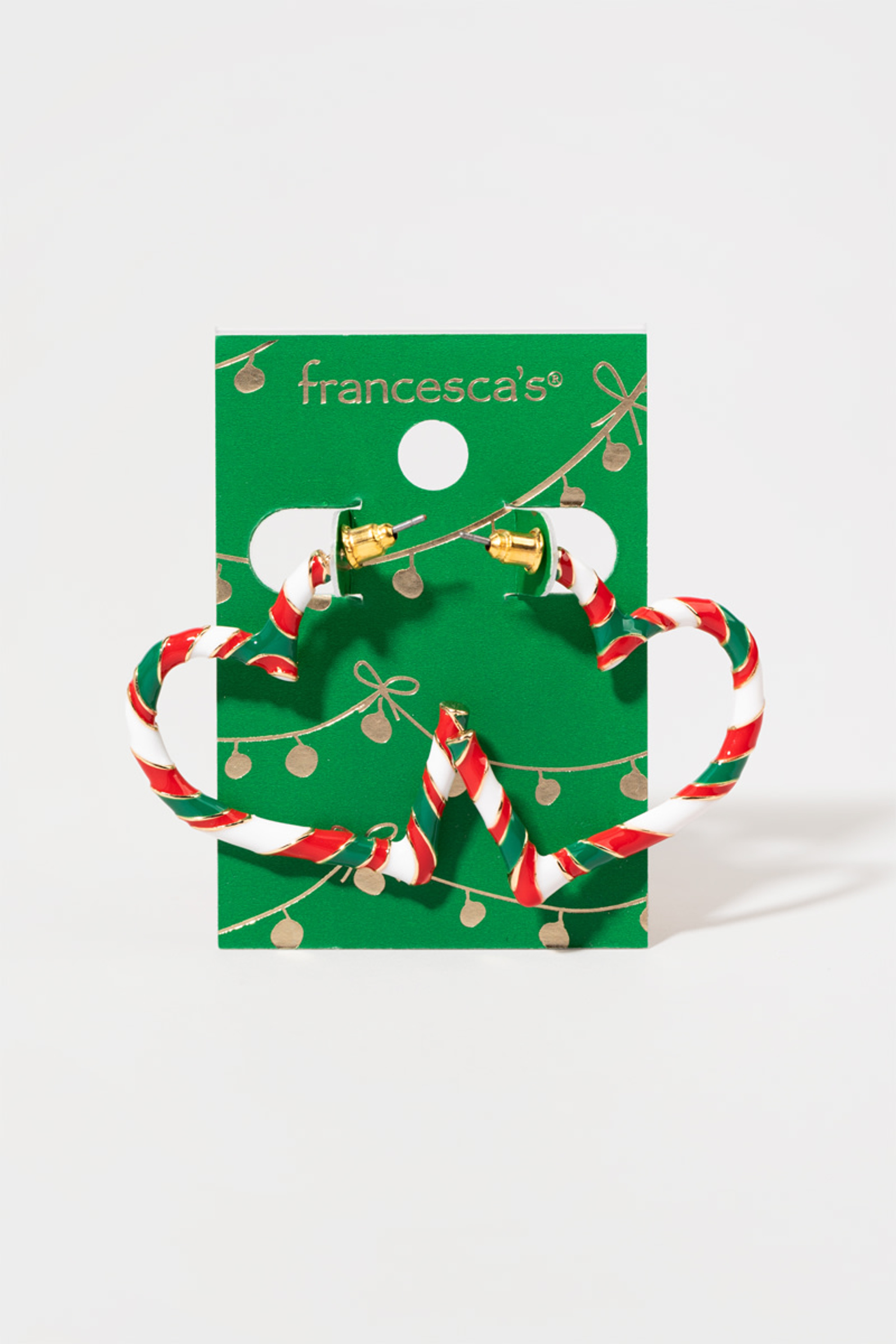 Lucille Candy Cane Heart Earrings | Francesca's