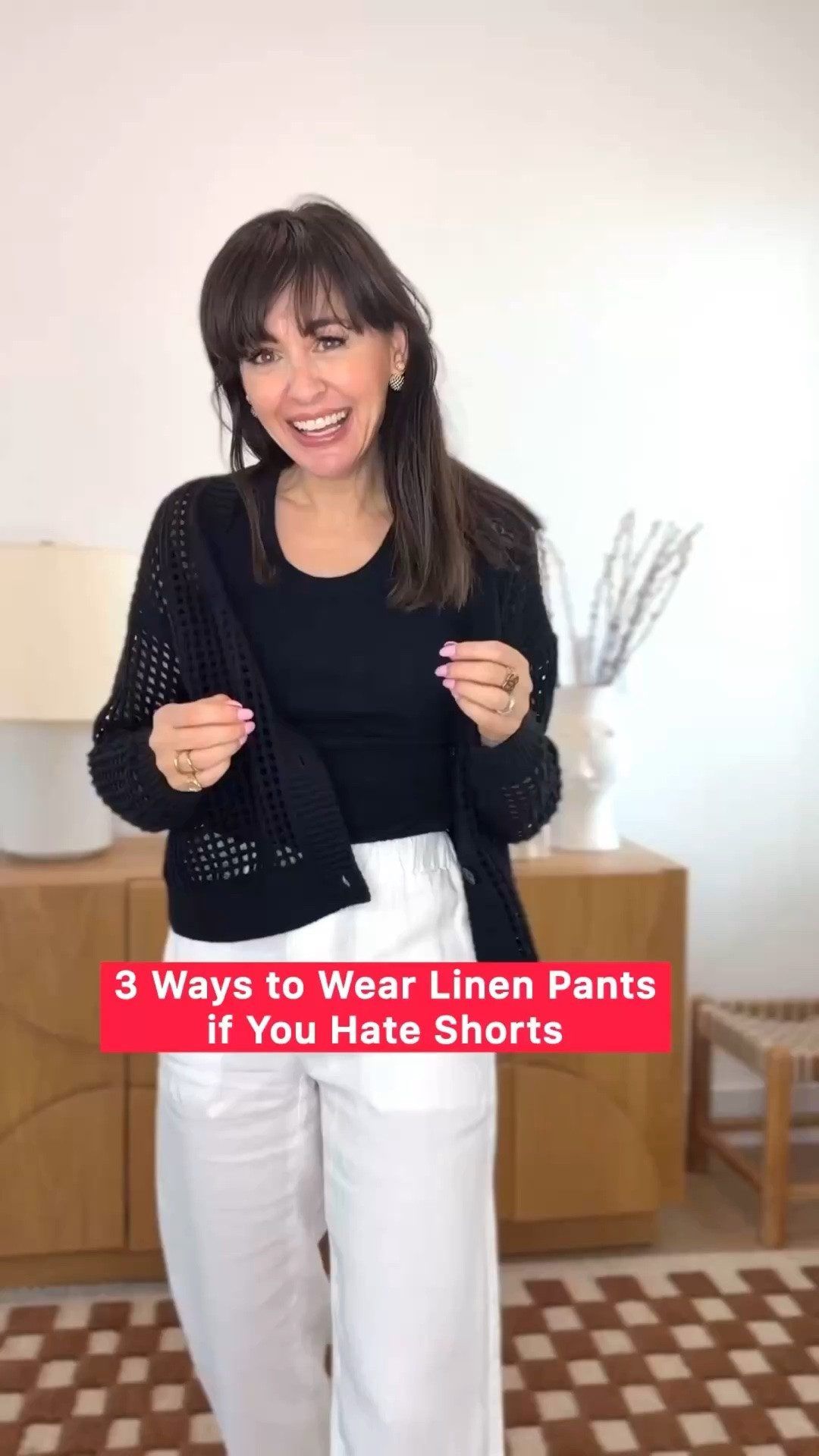 Three ways to wear linen pants if you hate shorts. One pair. Cardigan and tank, graphic tee, button-up. Summer solved.

🔔 Follow for more capsule wardrobe formulas that actually work.

#ltkover40

#LTKdayinmylife #LTKootd