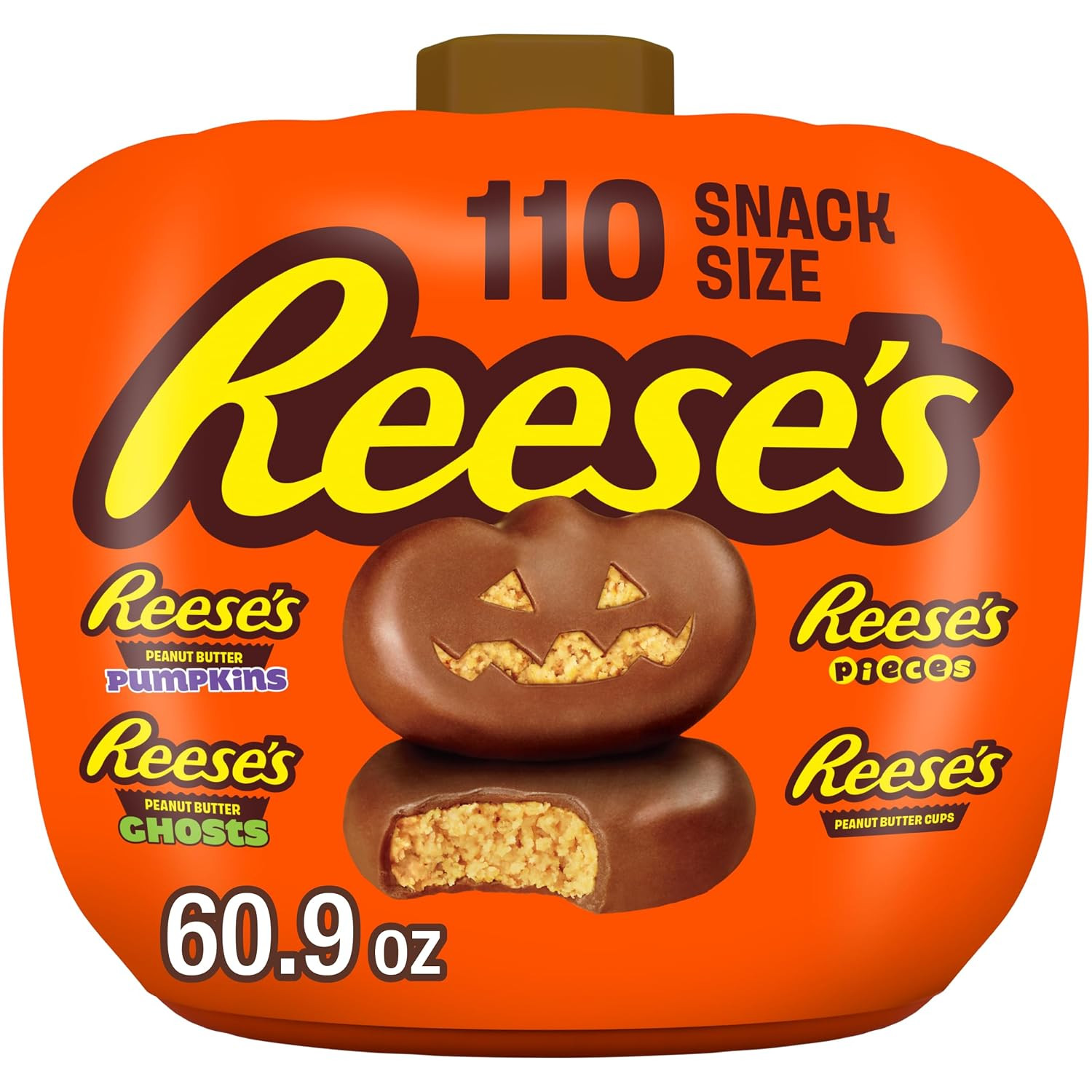 Reese's Assorted Peanut Butter Halloween Candy Pumpkin Bowl, 110 ct | Amazon (US)