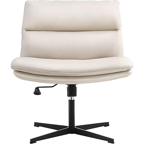 GOTMINSI Cross Legged Office Chair,Armless Desk Chair NO Wheels,Modern Swivel Vanity Chairs with ... | Amazon (US)