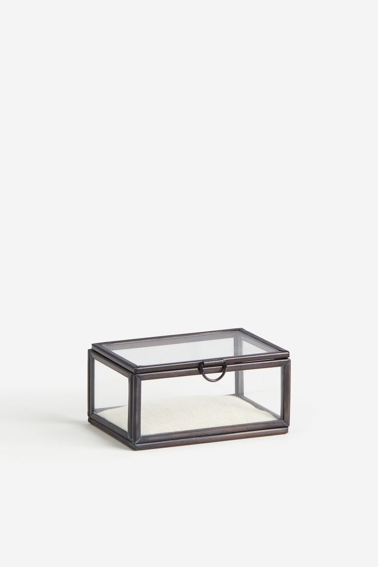 Small Glass Storage Box - Dark gray/clear glass - Home All | H&M US | H&M (US + CA)