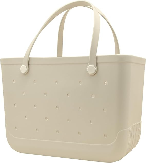 X-Large Waterproof Sandproof Rubber Beach Tote Bag with Zipper Pocket and Phone Kickstand Cup | Amazon (US)