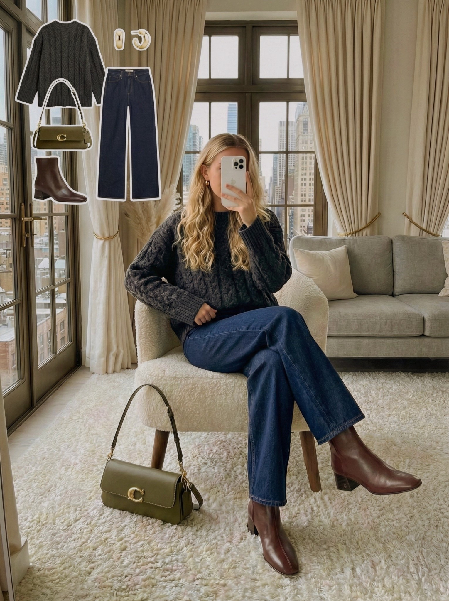 ✨ Deep Winter Textures ✨

A rich, understated look built around dark knits and deep denim. The charcoal cable sweater brings cozy texture, balanced with classic straight leg jeans for a clean everyday silhouette. Warm brown ankle boots add polish and complement the earthy tones.

Finished with an olive shoulder bag and sleek gold hoops for a subtle touch of shine that completes the outfit without overpowering it. Perfect for casual plans, coffee runs, or a relaxed city day.

🤎 Style Notes:
• Charcoal cable knit for dimension and warmth
• Dark denim for a refined winter base
• Brown ankle boots to ground the look
• Olive shoulder bag for an understated pop
• Gold hoops for a simple finishing detail

Everything linked and ready to shop ✨

#LTKootd #LTKgrwm