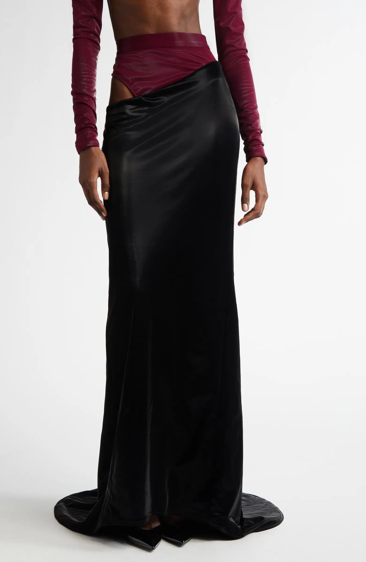 LaQuan Smith Hip Cutout Faux Leather Maxi Skirt | Nordstrom | Nordstrom