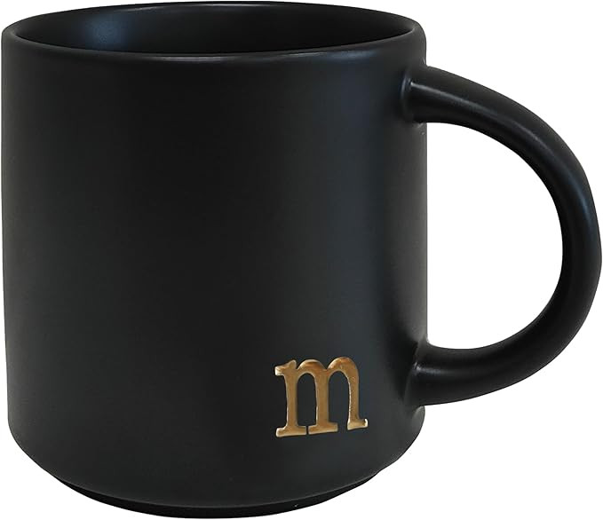 COLLECTIVE HOME - Black Monogram Ceramic Mugs, 15 oz Golden Initial Coffee Cups, Elegant Alphabet... | Amazon (US)