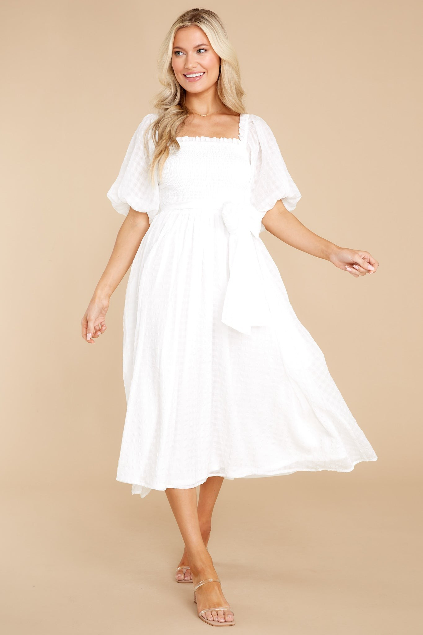 Never Ending Love Story White Midi Dress | Red Dress 
