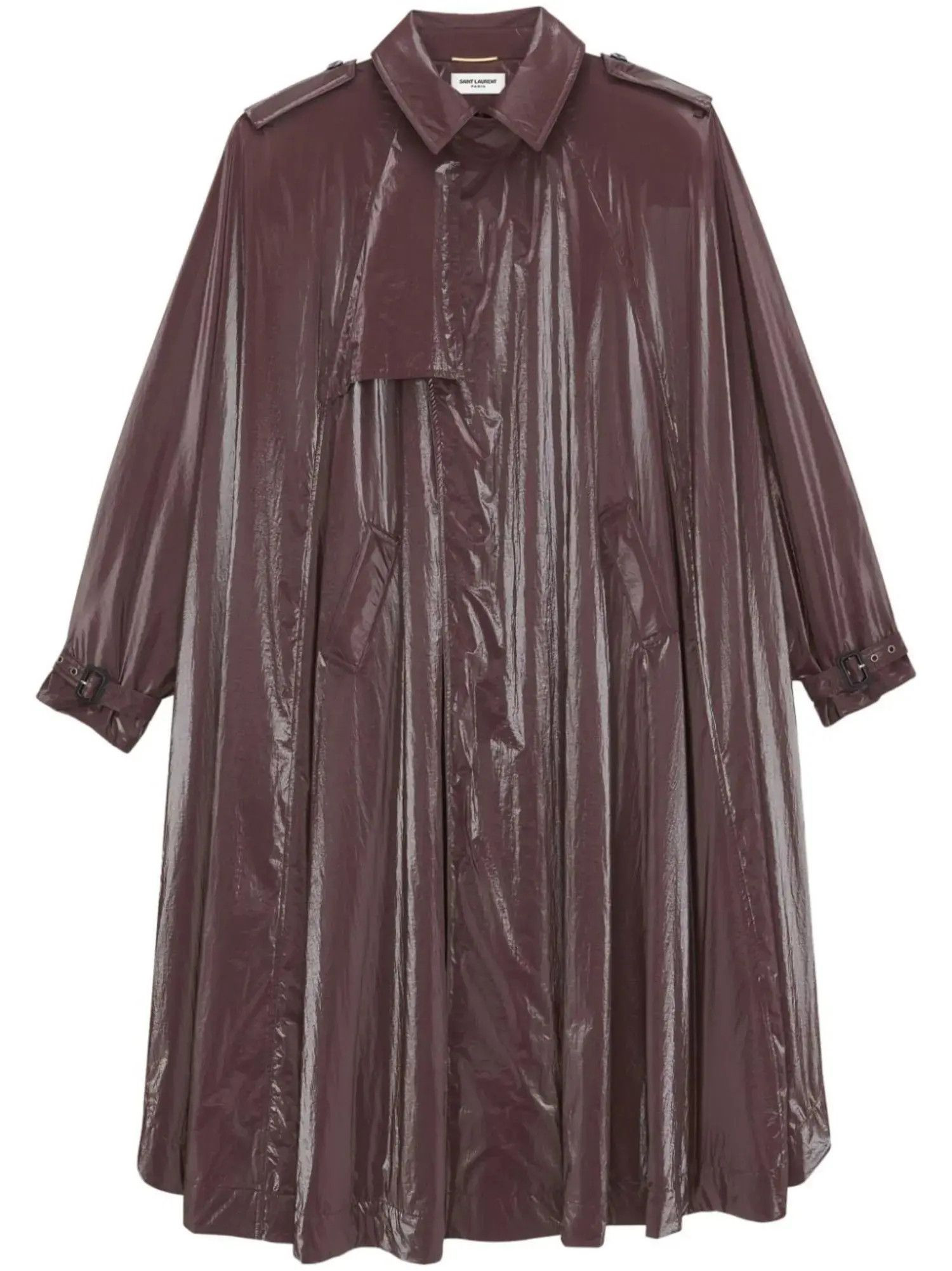 Saint Laurent Paris o1s1wg110125 747050 Trench Cape in Nylon in Burgundy | Grailed | Grailed