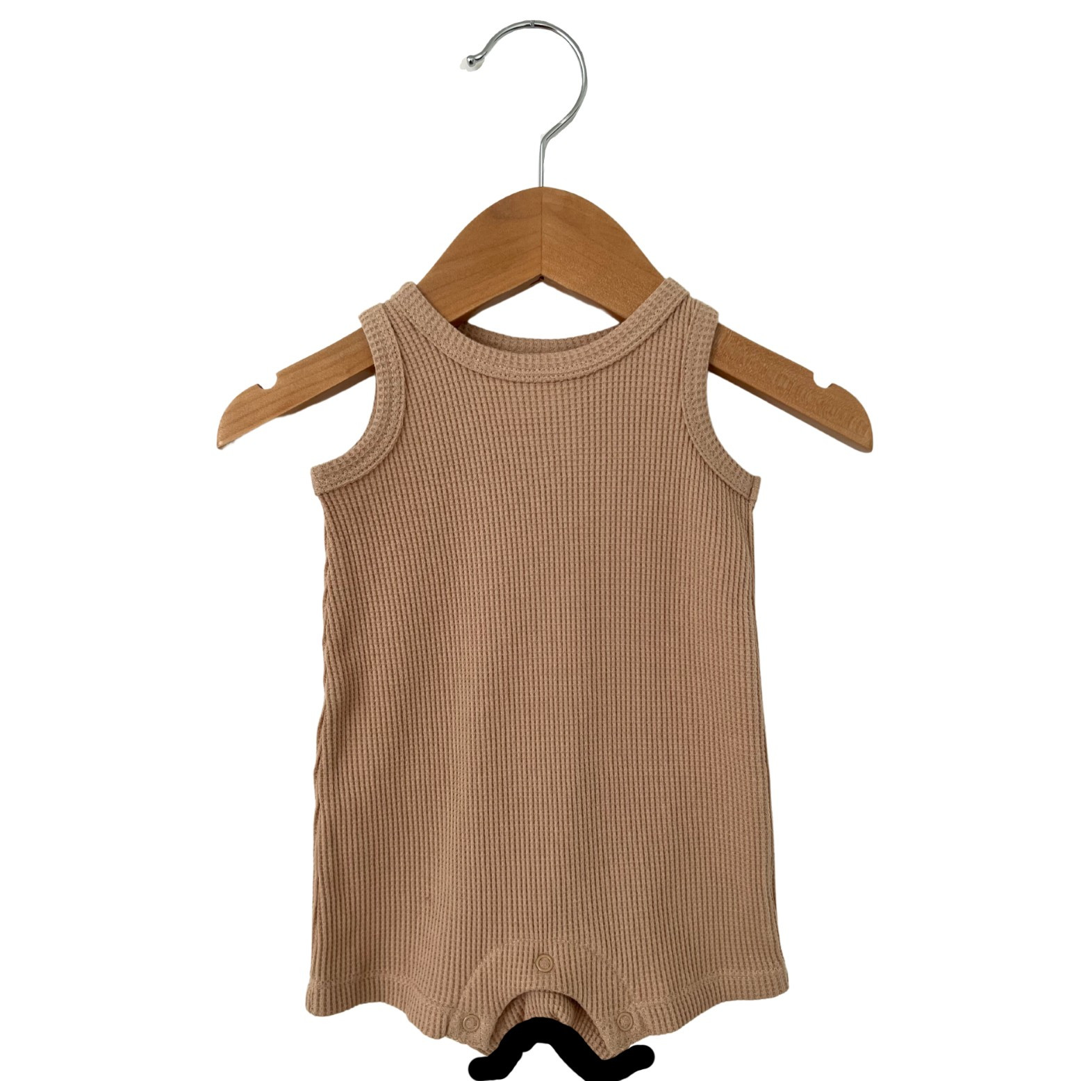Organic Waffle Shortie Romper, Tan | SpearmintLOVE