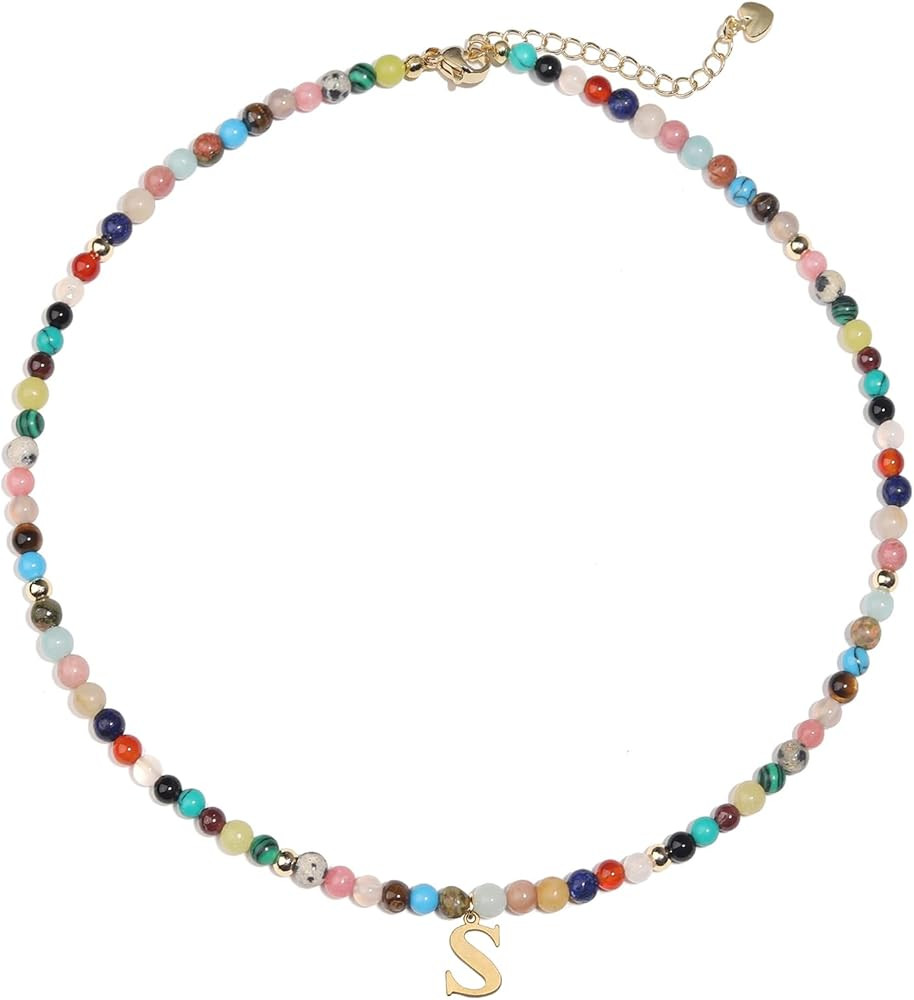 Miss Pink Boho Beaded Necklace for Women, Y2K Natural Pearl Beaded Necklace Choker Summer Benchy ... | Amazon (US)