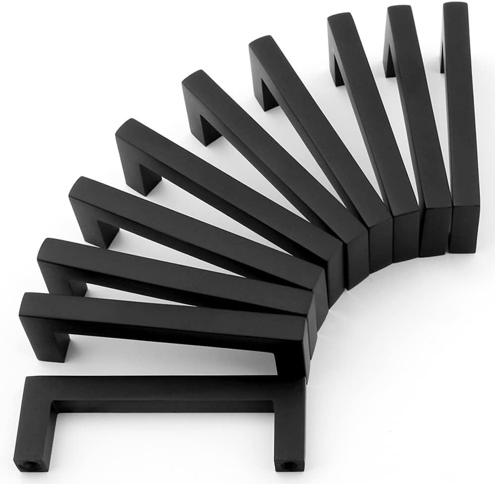 KOOFIZO Solid Square Bar Cabinet Handle - Black Furniture Pull, 3 Inch/76mm Screwhole Distance, 1... | Amazon (US)