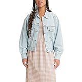 Levi's Women's Premium Scrunchie Trucker Jacket, Blue Scrunch-Light Indigo, Large | Amazon (US)