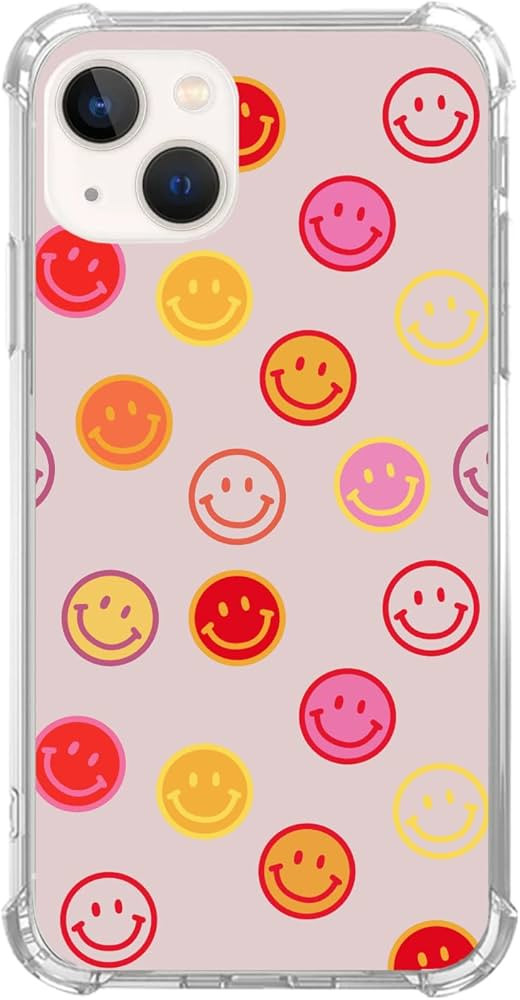 WidofvSpky Cute Smiling Face Pattern Phone Case Compatible with iPhone 15, Pink Color Smile Face ... | Amazon (US)