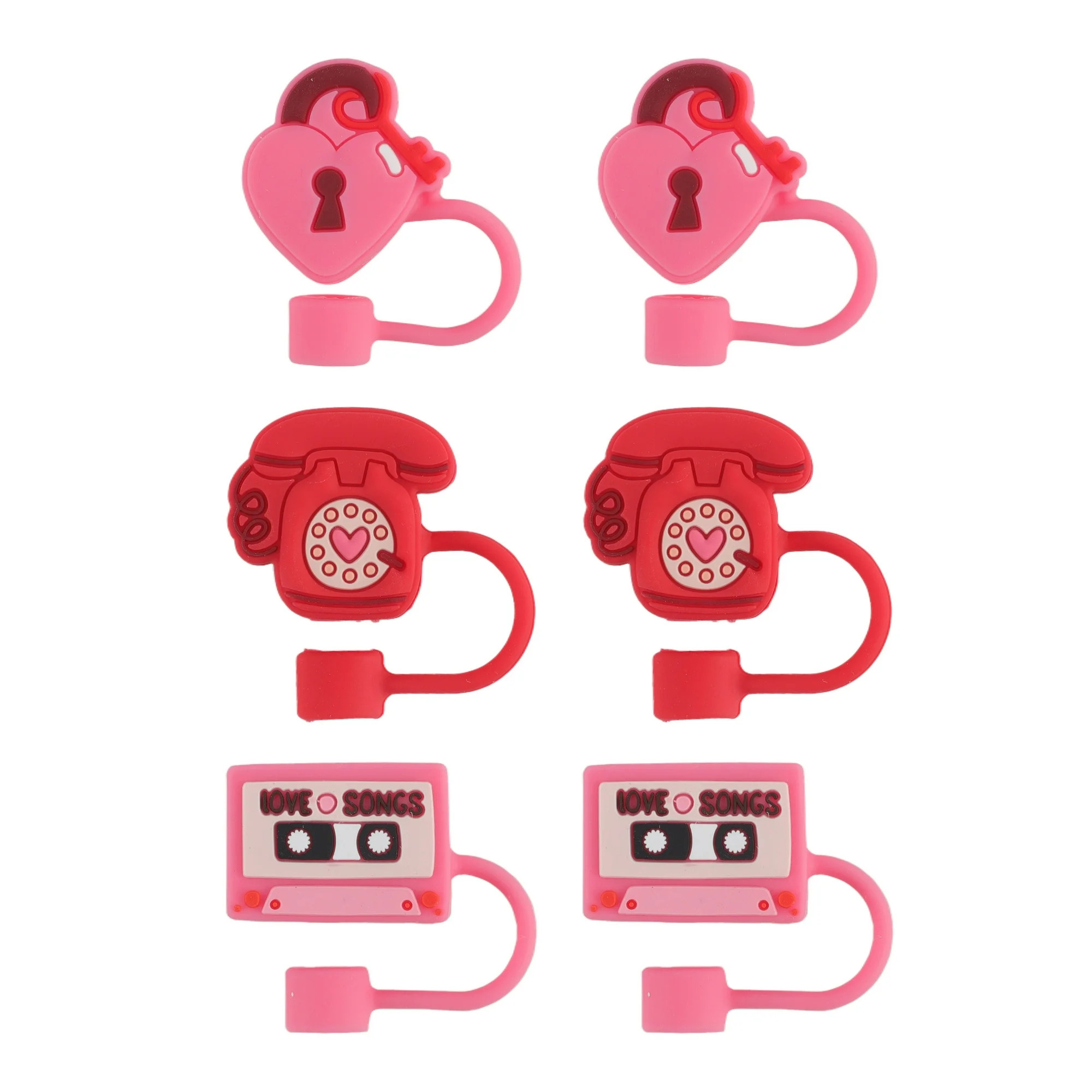 Cook with Color 6 Piece Silicone Valentine’s Day Straw Topper Set, Reusable Straw Covers for St... | Walmart (US)