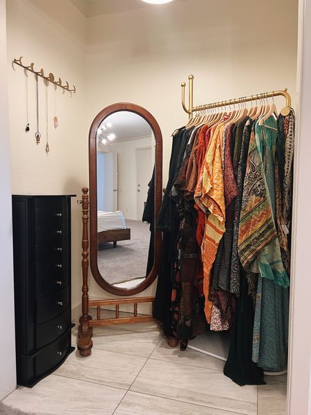 created a little nook for my favorite clothes (most from kantha bae, foxblood, and gardenbell shop on instagram), my thrifted vintage mirror and a jewelry armoire i got for free on marketplace! i’ve linked everything else, like the moon hook and clothing rack ✨✨✨

#LTKhome #LTKstyletip #LTKcurves