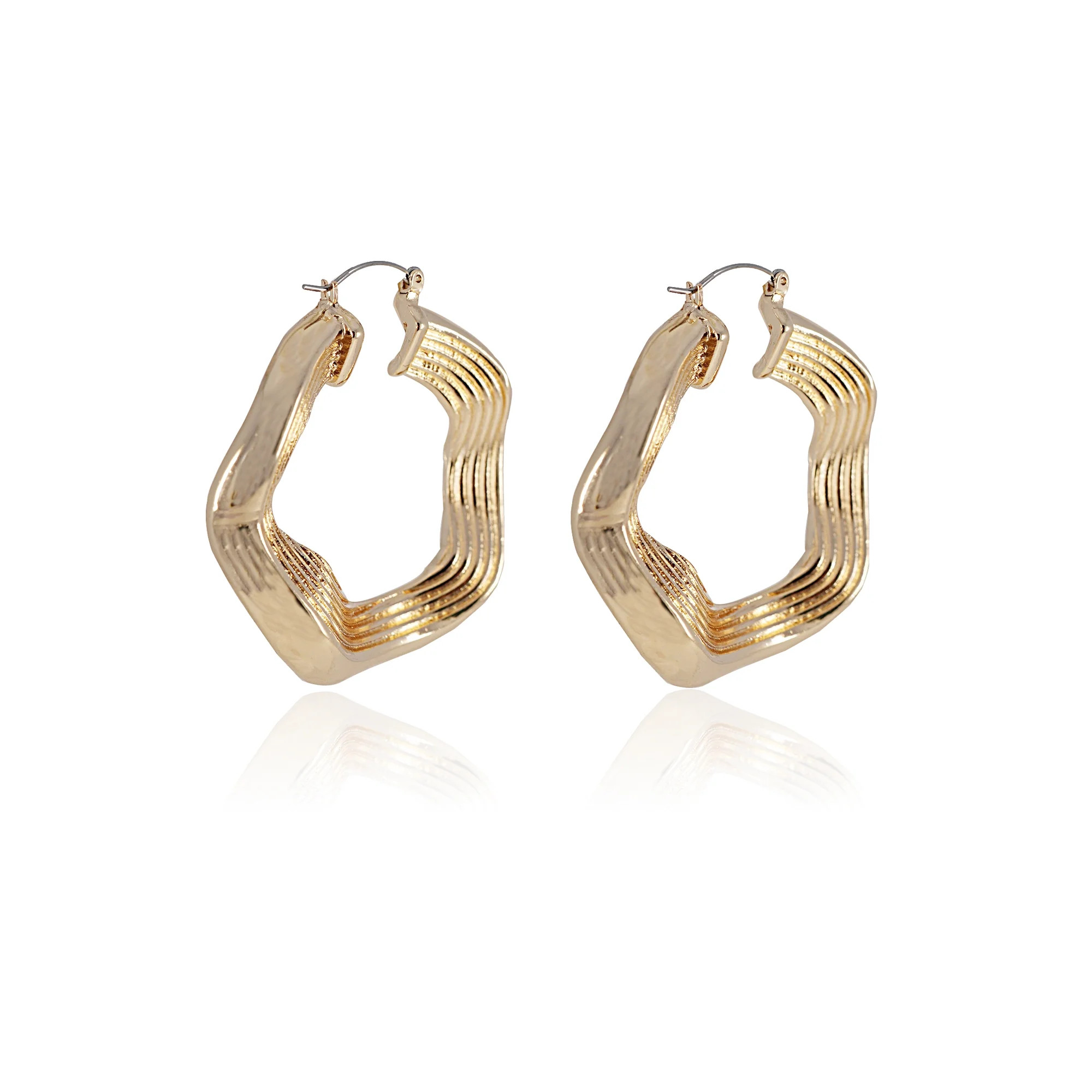 Time and Tru Women's Layered Hoop Earrings, Gold-Tone | Walmart (US)