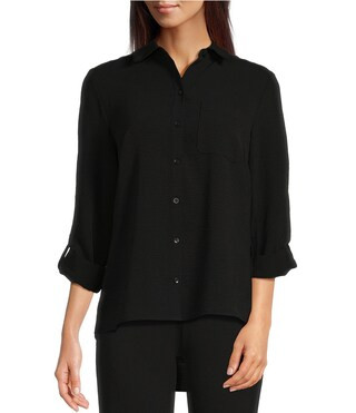 DKNY by Donna Karan Collared Neckline Long Roll Tab Sleeve Button Down Shirt | Dillard's