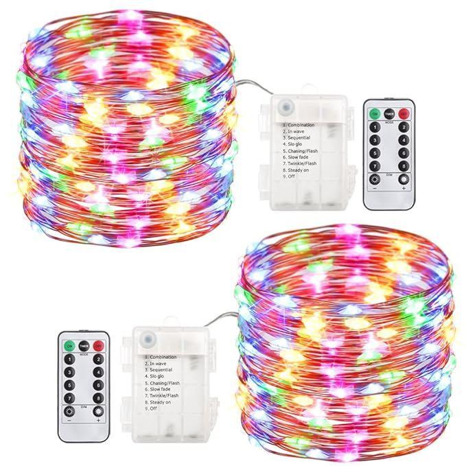 GDEALER 2 Pack Fairy Lights 20 Ft 60 Led Battery Operated Christmas Lights Waterproof 8 Modes Fir... | Amazon (US)