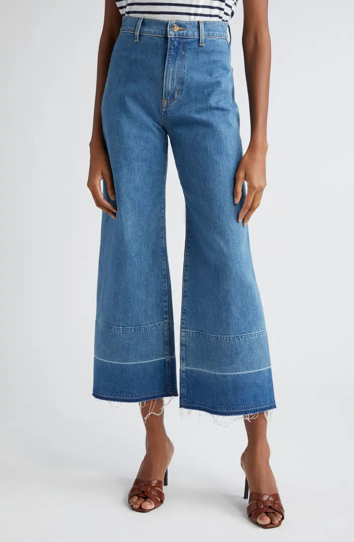 Veronica Beard Grant High Waist Release Hem Crop Wide Leg Jeans | Nordstrom | Nordstrom