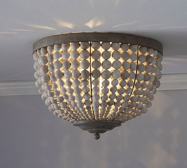 Leila Wood Bead Flush Mount | Pottery Barn (US)