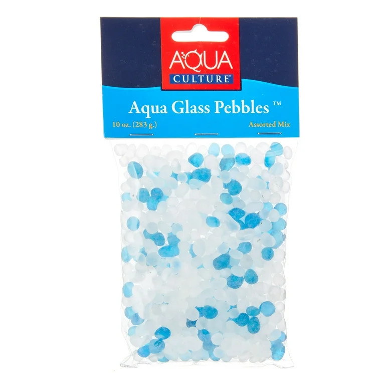 Aqua Culture Aqua Glass Pebbles, Assorted Mix, 10 oz, Aquarium Rock, Fish Tank Base | Walmart (US)
