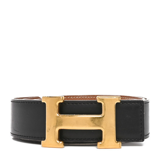 HERMES Box Courchevel 38mm H Belt 80 32 Black Gold | FASHIONPHILE (US)