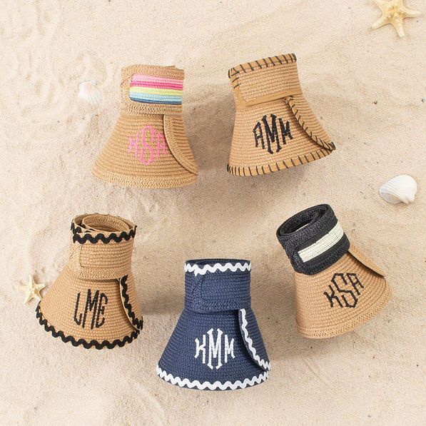 Monogrammed Packable Straw Visor | Marleylilly
