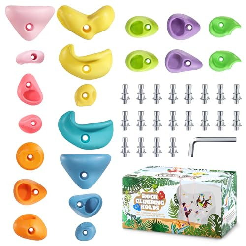 TOPNEW 20PC Kids Climbing Holds, Climbing Rocks for Play Set, Swingset - Adult Rock Wall Holds with Mounting Hardware for Indoor Outdoor Climbing Wall, Pastel Color | Amazon (US)