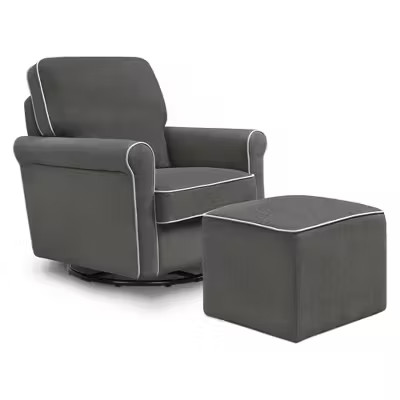 DaVinci Maya Swivel Glider and Ottoman - Dark Gray/Cream | Target