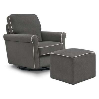 DaVinci Maya Swivel Glider and Ottoman - Dark Gray/Cream | Target