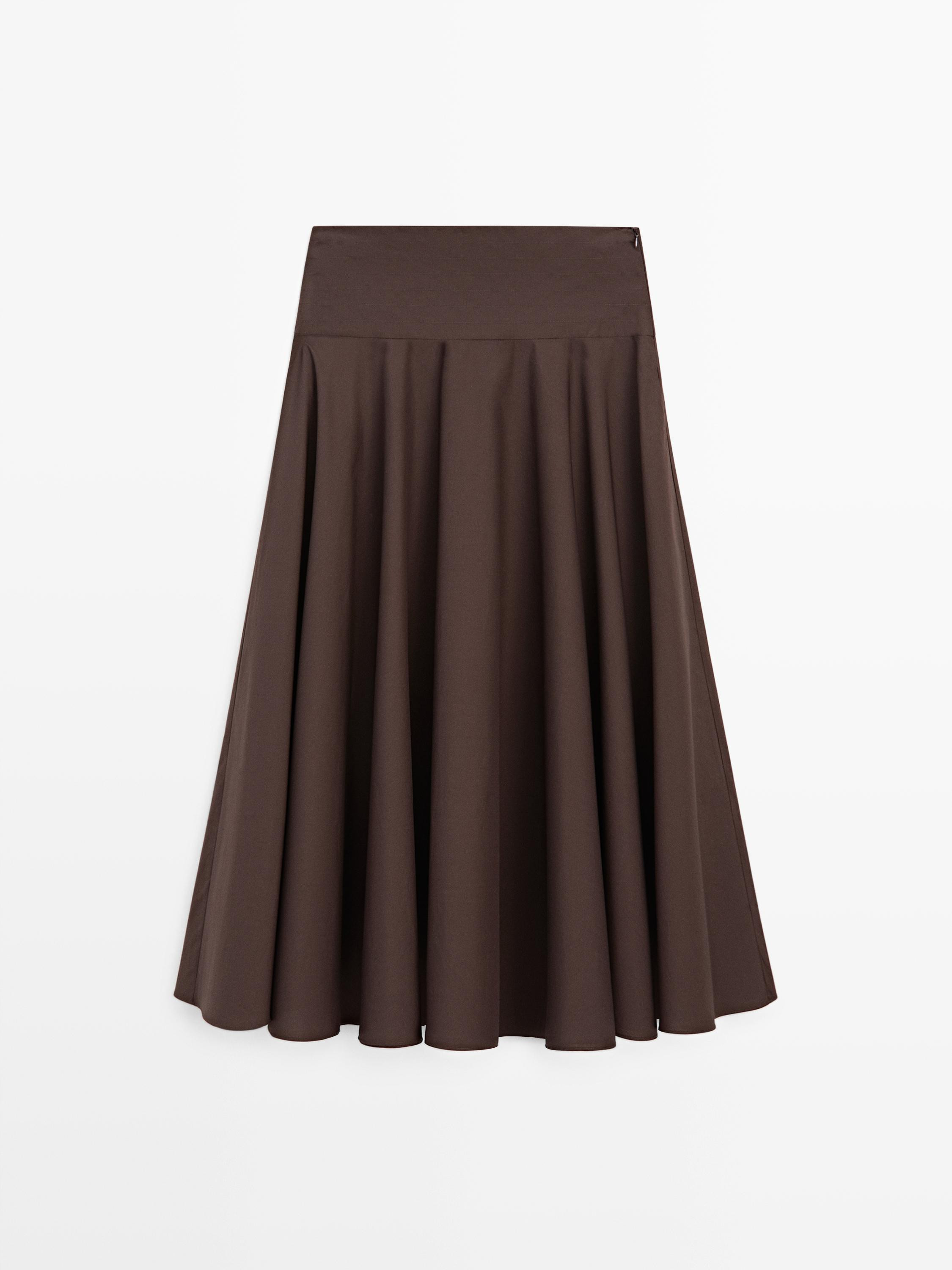 Midi skirt with sash belt and seam details | Massimo Dutti UK