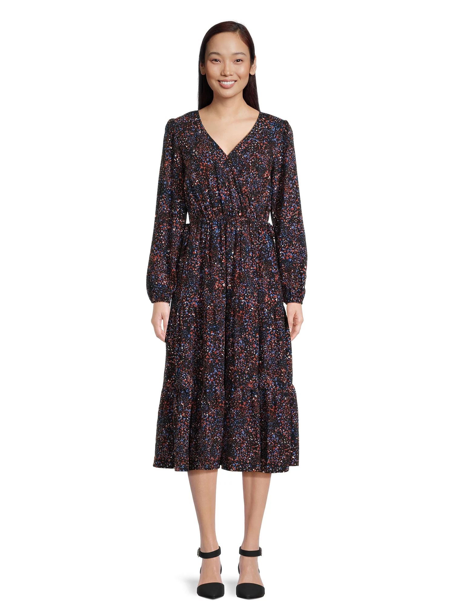 Time and Tru Women's Tiered Side Tie Dress, Sizes XS-XXXL | Walmart (US)