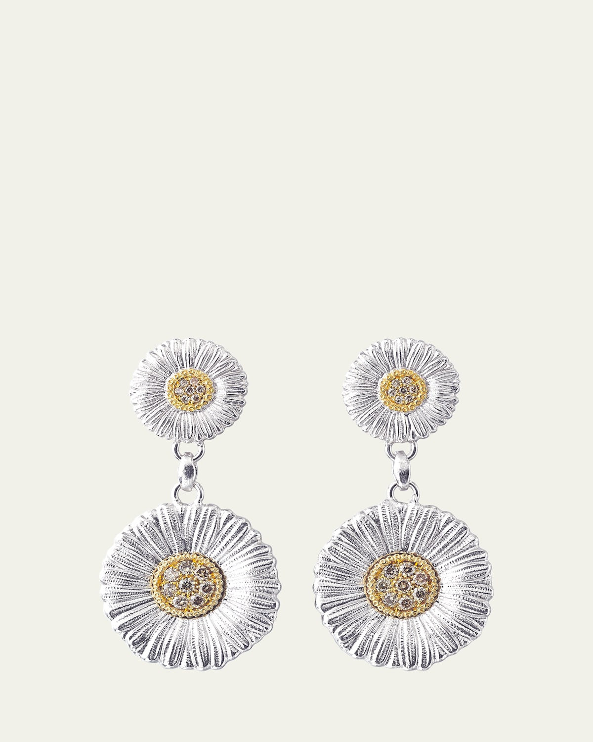 Blossoms Daisy Sterling Silver and 18K Yellow Gold Diamond Pendant Earrings, 7cm | Bergdorf Goodman