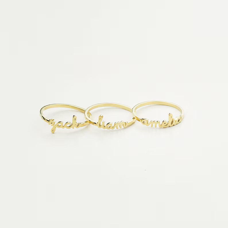 Dainty Stacking Name Ring - Custom Name Ring - Personalized Name Ring - Stackable Name Rings - Gi... | Etsy (US)