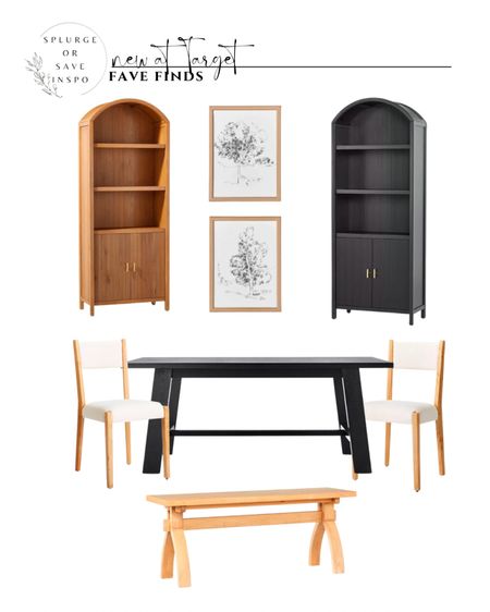 Target new releases. Target furniture. Arch cabinet. Arch tall cabinet. Reeded furniture. Black dining table. Upholstered dining chairs. Dining table bench.￼

#LTKhome #LTKsalealert