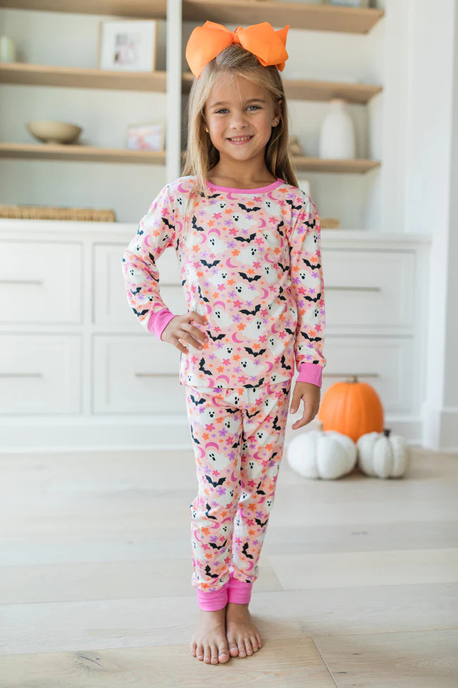 Kid's Under The Stars In Haunted Honey Girly Bamboo Pajama Set | Pink Lily