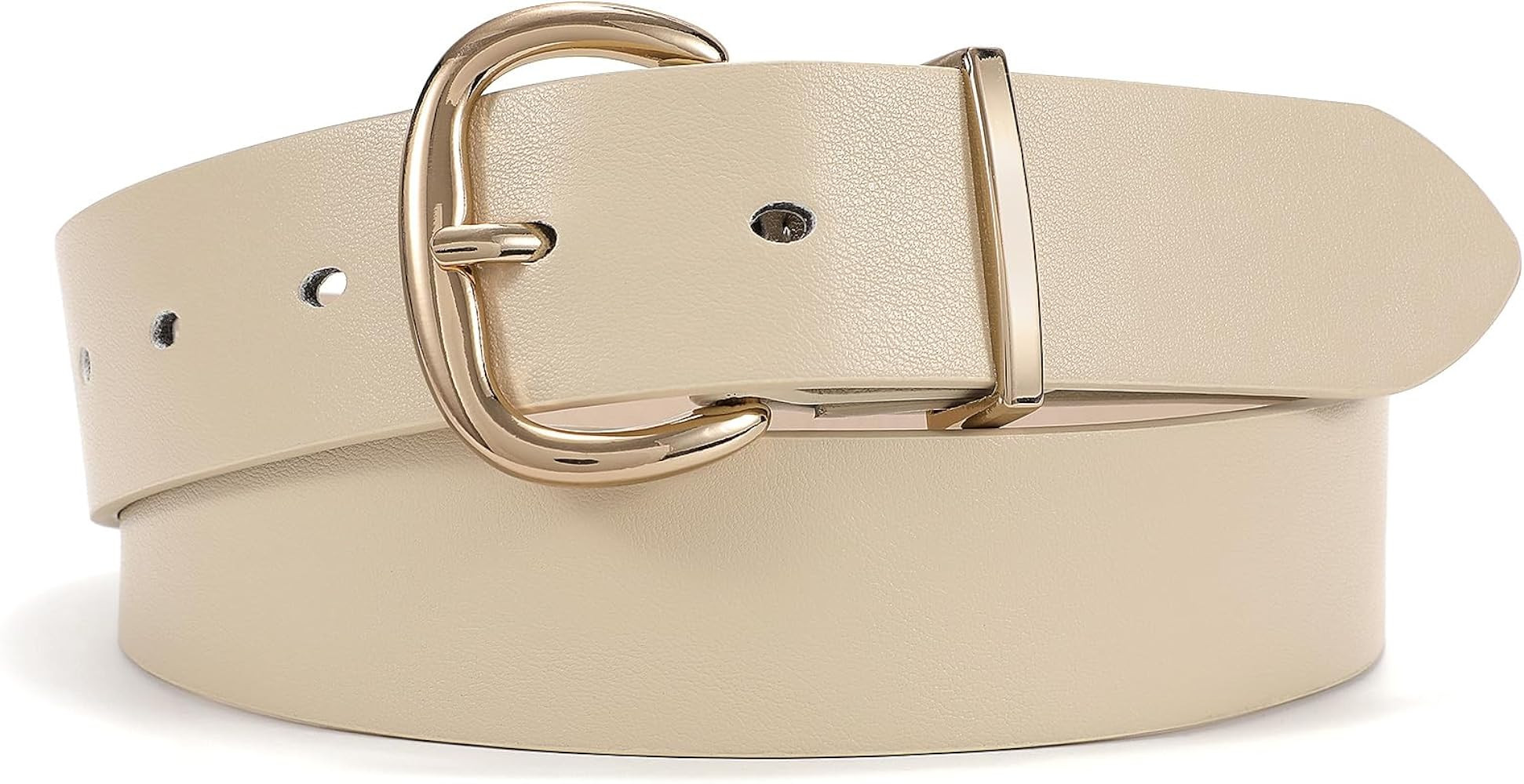 JASGOOD Women Leather Belt for Jeans Pants Gold Buckle Lady Casual Dress Waist Belt | Amazon (US)