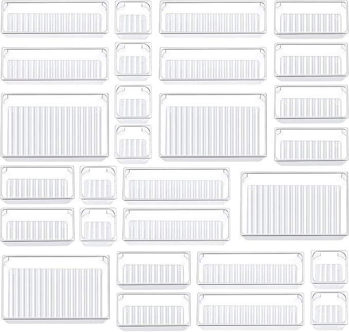 Kootek 28 Pcs Drawer Organizer Set, 4-Size Bathroom Drawer Organizers Makeup Trays Vanity Desk Di... | Amazon (US)
