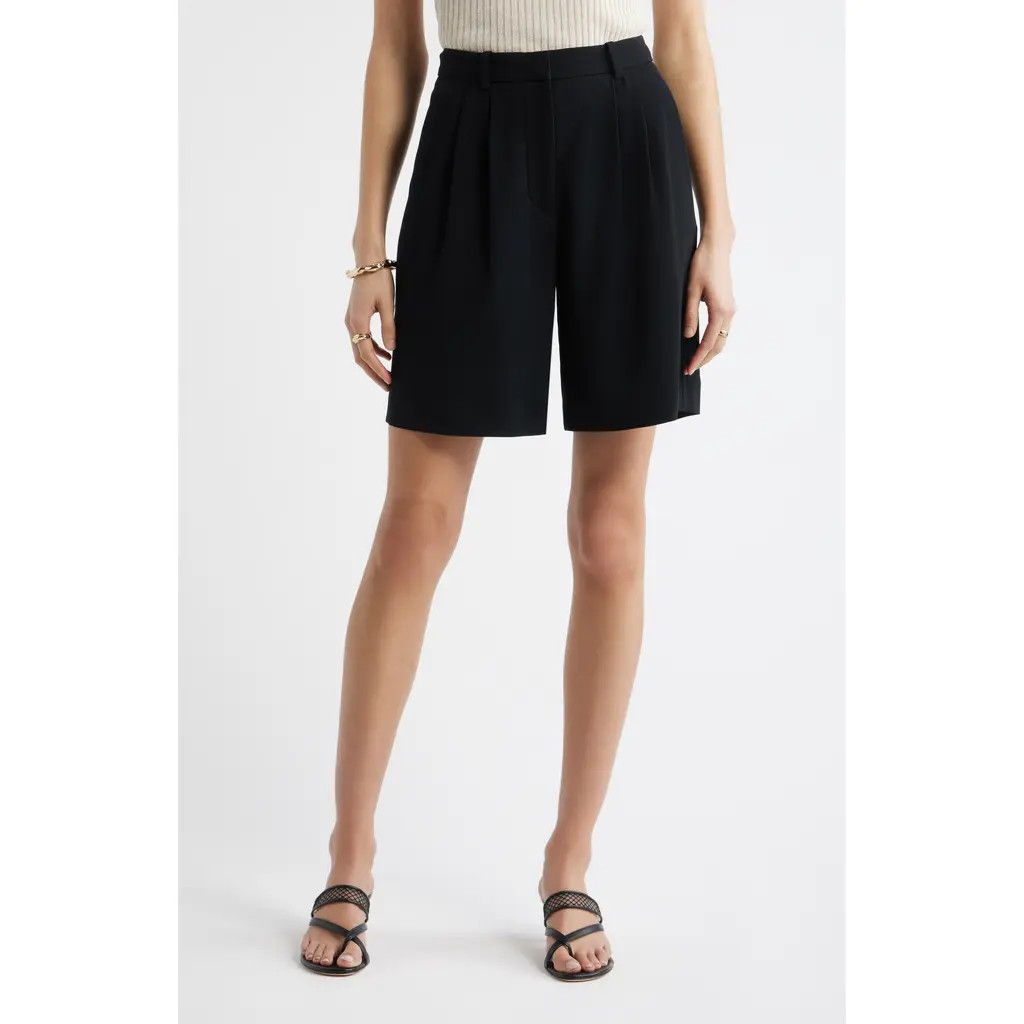 Nordstrom Pleat Front Trouser Shorts in Black at Nordstrom, Size 4 | Nordstrom