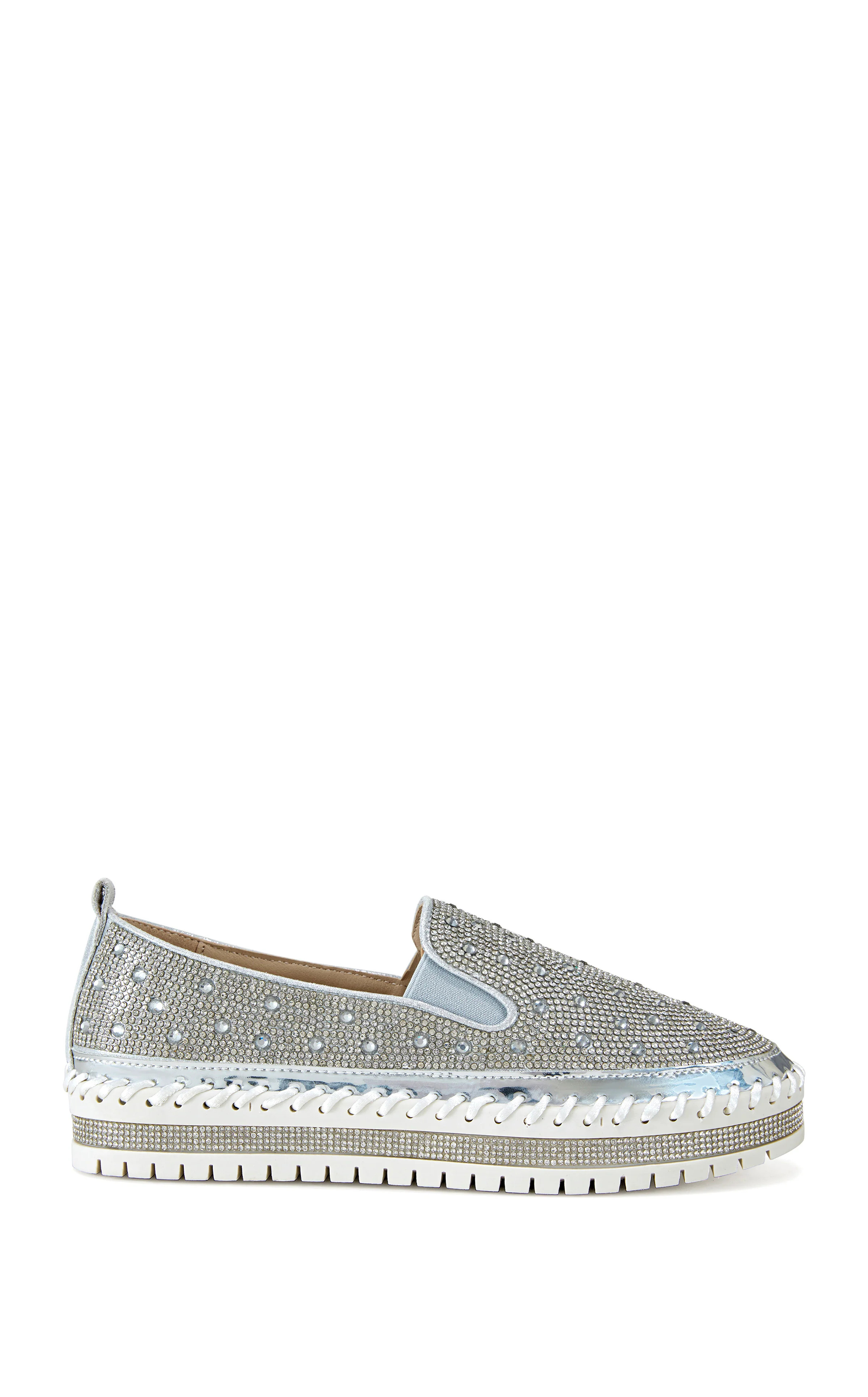 BRITTANY-SILVER FLAT SNEAKER | Azalea Wang