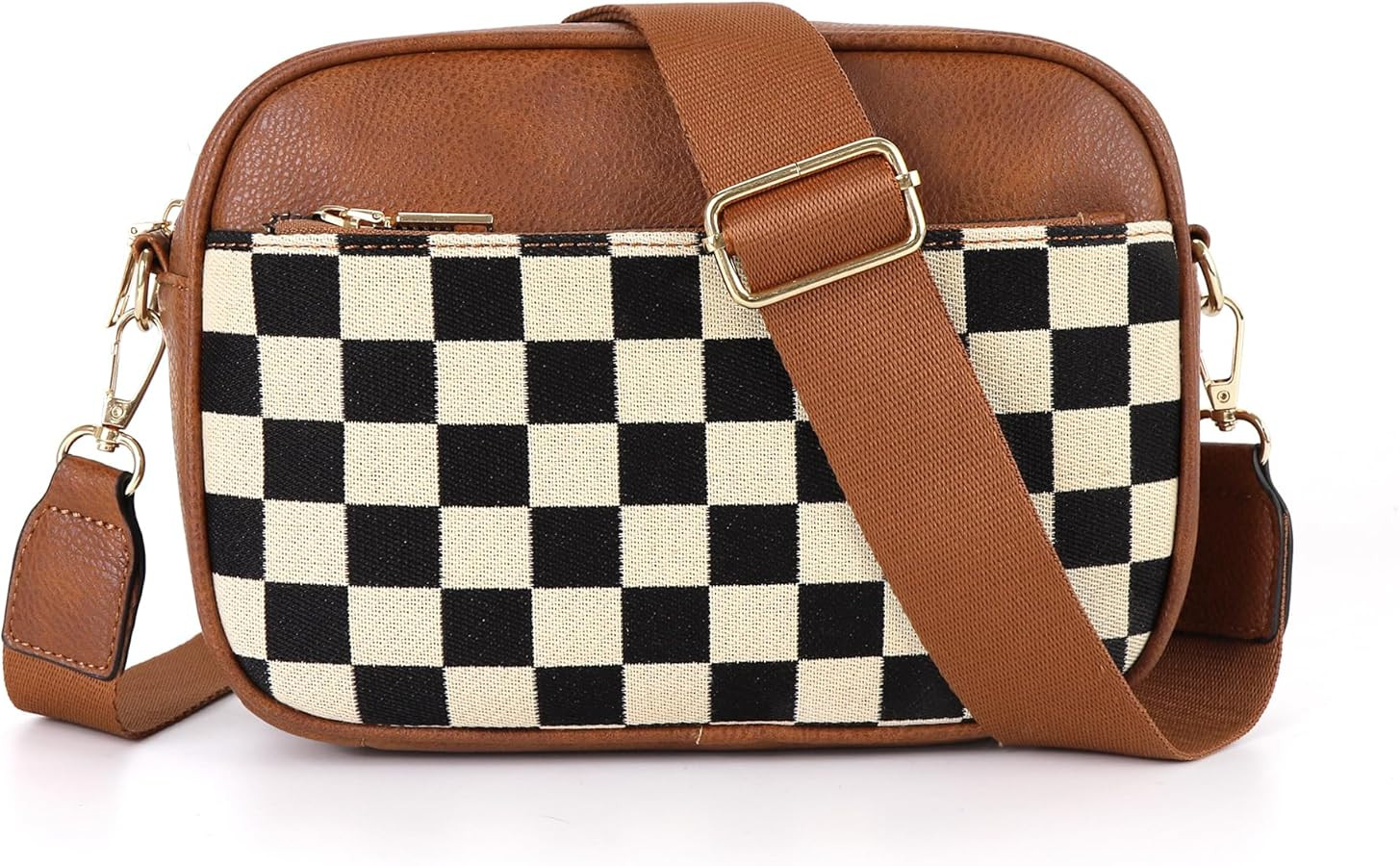 ARGINAO quliting seam Crossbody Bag for Women Vegan Leather Shoulder Bag with Embroidered Strap | Amazon (US)