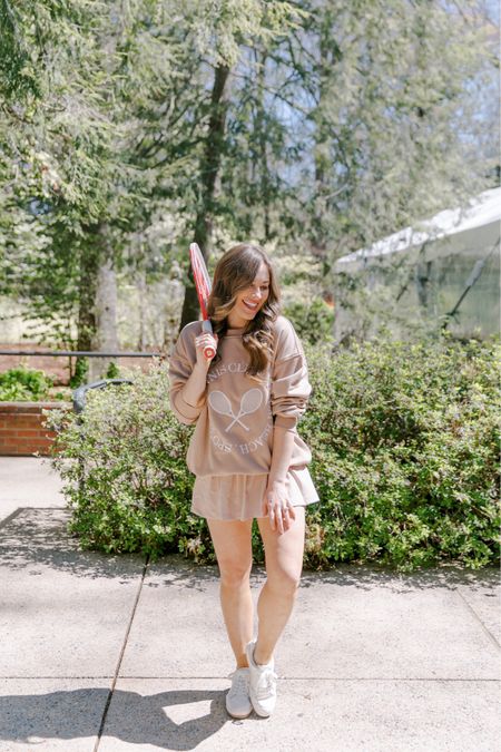 Red Dress // Skort // Sweatshirt // Travel Outfit // Sneakers // Athleisure // 

#LTKstyletip #LTKshoecrush #LTKtravel