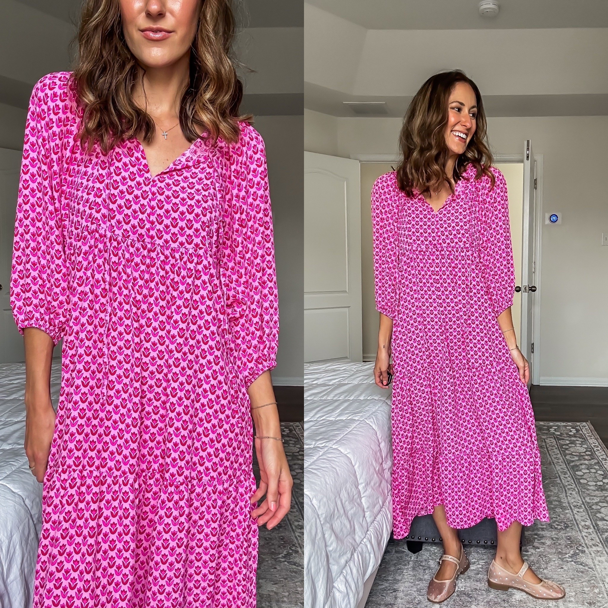 Pretty in pink 🩷 patterned dress from Amazon

#LTKootd #LTKSeasonal