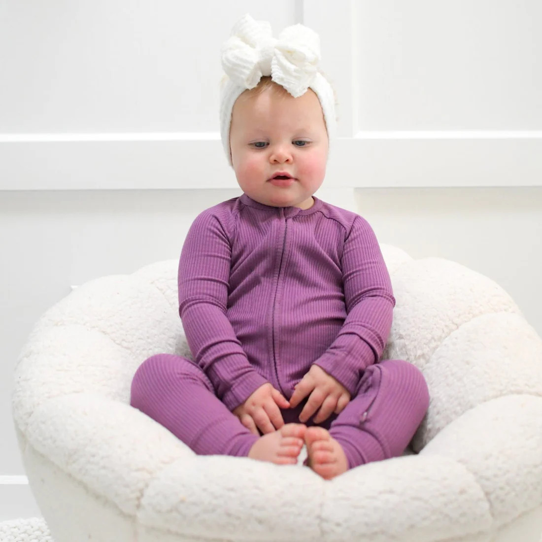 ZIP ROMPER - Plum Ribbed | millie + roo