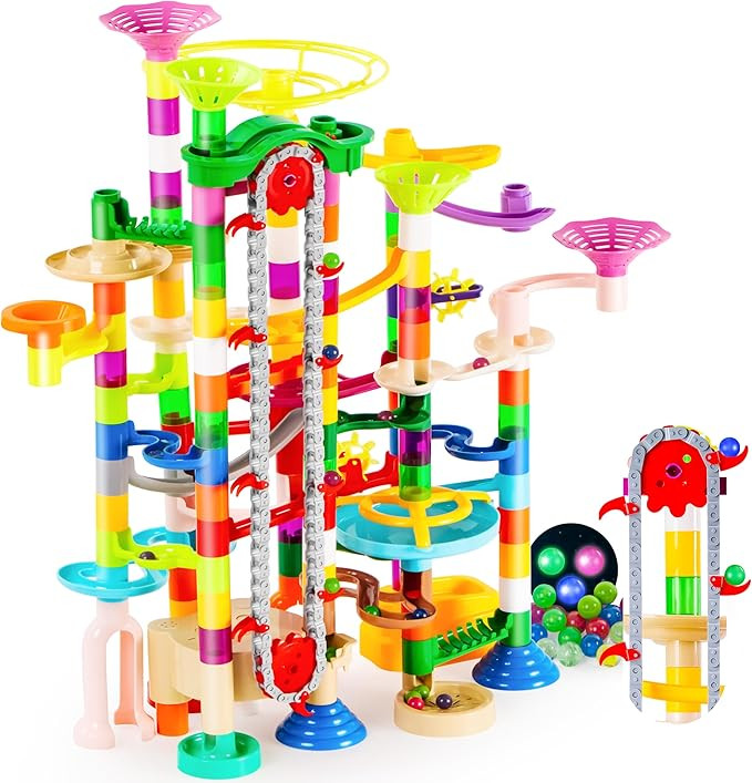 JOYIN 236Pcs Glowing Marble Run with Motorized Elevator- Construction Building Blocks Toys with 3... | Amazon (US)