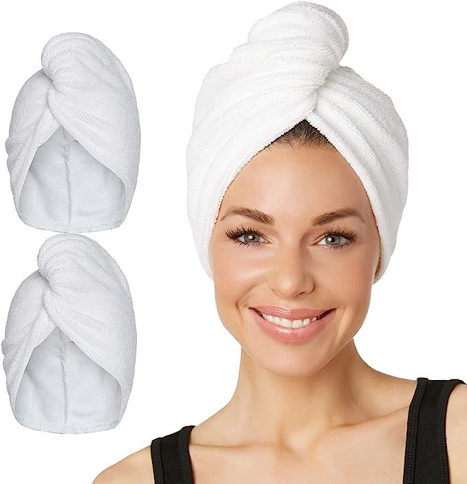 Amazon.com: Turbie Twist Microfiber Hair Towel Wrap for Women and Men | 2 Pack | Bathroom Essenti... | Amazon (US)