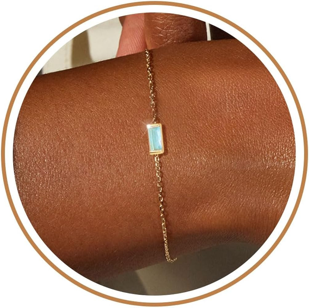 Amazon.com: FUNEIA Birthstone Gold Bracelets for Women Non Tarnish Trendy Dainty 14K Gold Plated ... | Amazon (US)
