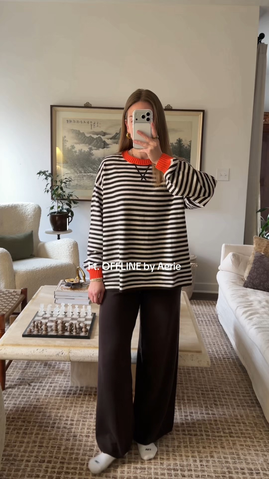 1/15/26 #ad Cozy reset essentials I’ve been living in lately 🤎 Wearing my @Aerie activewear set in size XS (top + bottom), my brown Aerie lounge pants in size small, and the brown + white striped crewneck in size small. Comfortable, flattering, and perfect for slow mornings, movement, and everyday wear. #AerieREAL #AeriePartner 

#LTKselfcare #LTKmorningroutine #LTKdayinmylife